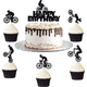 thumbnail image 1 of 31 adornos para cupcakes de motocicleta, adornos para cupcakes de motocicleta con purpurina negra, adornos para tartas de feliz cumpleaños para fiestas de cumpleaños de niños con temática de motos de, 1 of 7