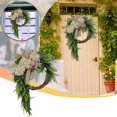 thumbnail image 3 of Hydrangea Wreaths for Front Door Artificial Floral Wreath White Greenery Summer Willow Leaves Year Round Outside Rustic Spring Teardrop Green Porch Wedding Indoor Wall Bow Farmhouse Decorations, 3 of 8