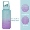 thumbnail image 3 of Botella de agua Onof  BAP-2L 2Litros Termo de agua Verde con Morado Motivacional con Marcador de Tiempo, 3 of 4