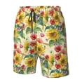 thumbnail image 6 of Uemuo Sunflower Cornflower Poppy Pattern Men's Swim Trunks Hawaiian Beach Bathing Suit Swimsuits Beach Quick-Dry Shorts with Pockets-3X-Large, 6 of 9