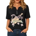 thumbnail image 3 of VNKIDY Womens Vintage Dolly Shirt Short Sleeve V Neck Country Legend Parton Memorial Graphic Tees Casual Country Music Festivals Comfort Fit Fall Tops For Women,Size XXL, 3 of 7