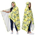 thumbnail image 2 of Wearable Blanket,Yellow Lemon Fruit Flowers Yellow Pattern Hooded Wearable Flannel Blanket for Adults & Teens,Winter Poncho Shawl Wrap Cape Cozy Anti-Pill,50"x60", 2 of 5