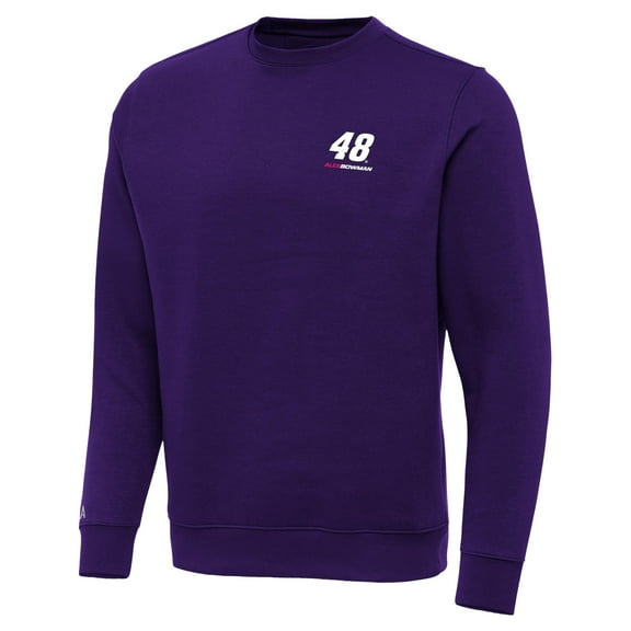 Men's-Antigua  Purple Alex Bowman Victory Pullover Sweatshirt