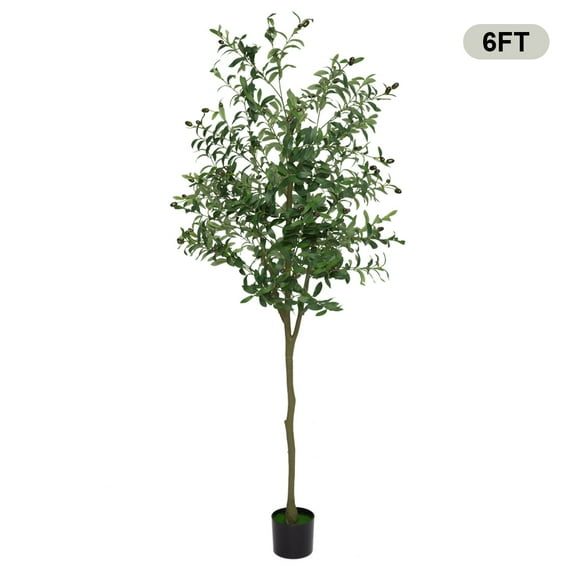 Simzone Artificial Olive Tree 6 Feet Tall Artificial Tree Indoor Outdoor Faux Olive Tree, Potted Silk Plants for Modern Home Office Living Room Porch Decor