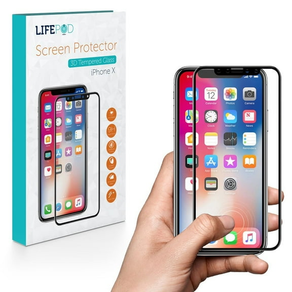 iPhone X Screen Protector Tempered Glass  Iphone X Full Coverage Perfect Fit 3D Curved Edge, Ultra HD Clear, Anti-Scratch, Bubble Free