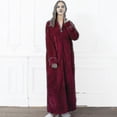 thumbnail image 2 of Womens Fleece Robe Plush Long Zip Front Bathrobe Newway, 2 of 4