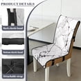 thumbnail image 6 of TSOVTHRID White Marble Texture Print Quilted Dining Room Chair Covers Soft Armless Chair Slipcovers with Detachable Strap Stretch Seat Cushion Covers, Set of 2, 6 of 7