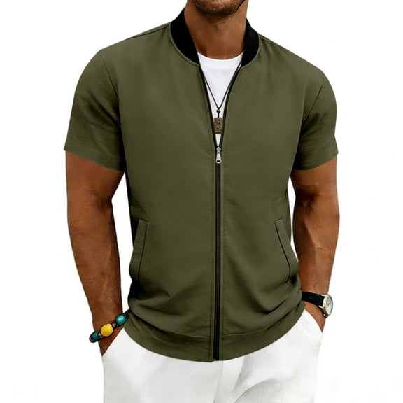 Full Zip T Shirts for Men Short Sleeve Summer Lightweight Cardigans with Pockets Casual Athletic Workout Shirts, S