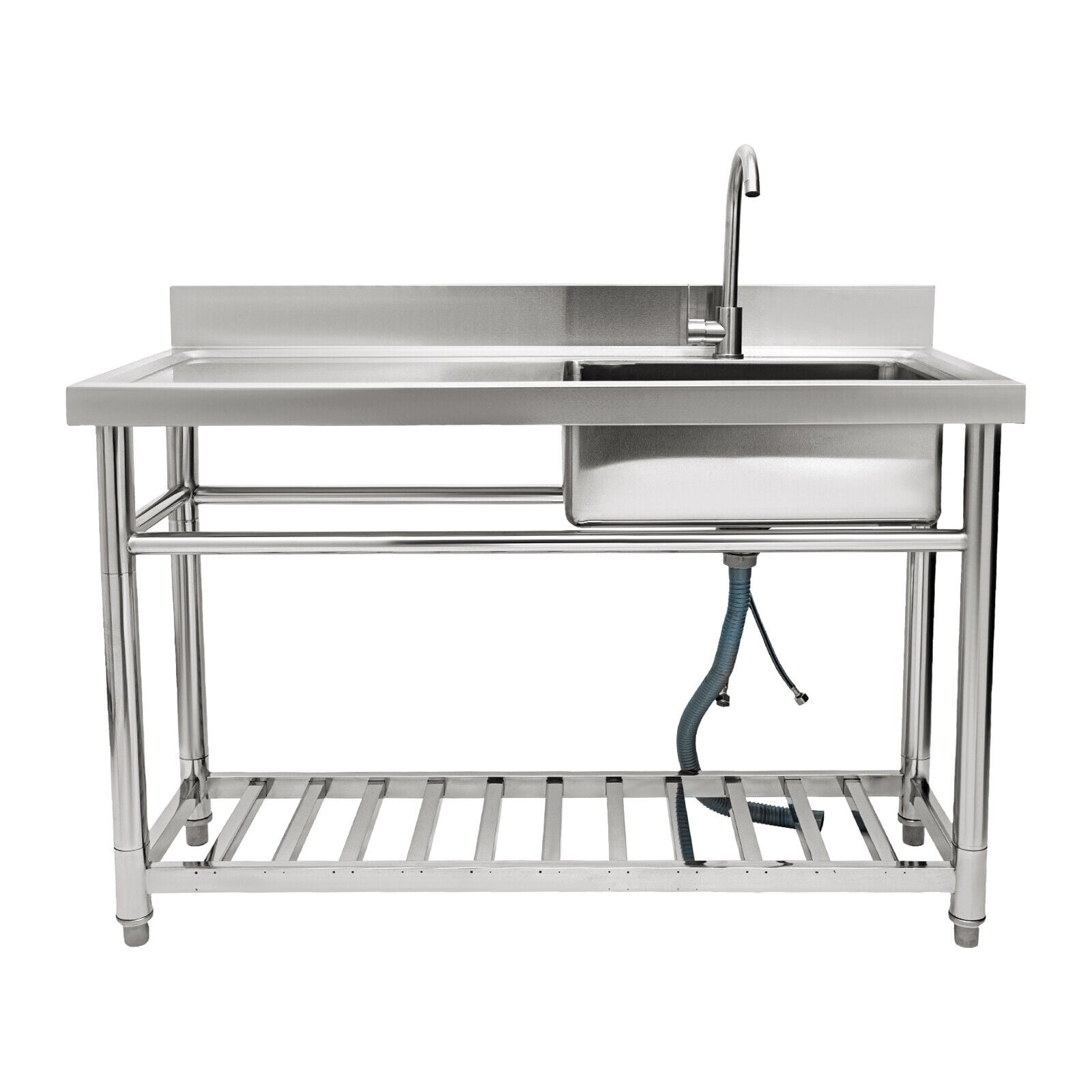 Commercial Sink Stainless Steel Kitchen Utility Sink 1 Compartment & Prep Table