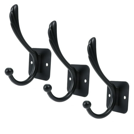 

Gong 3 Pcs Retro Single Hook Minimalist Black Wall Hanger Creative Coat Hook Cloth Hanger for Hats Towels Keys (Black)