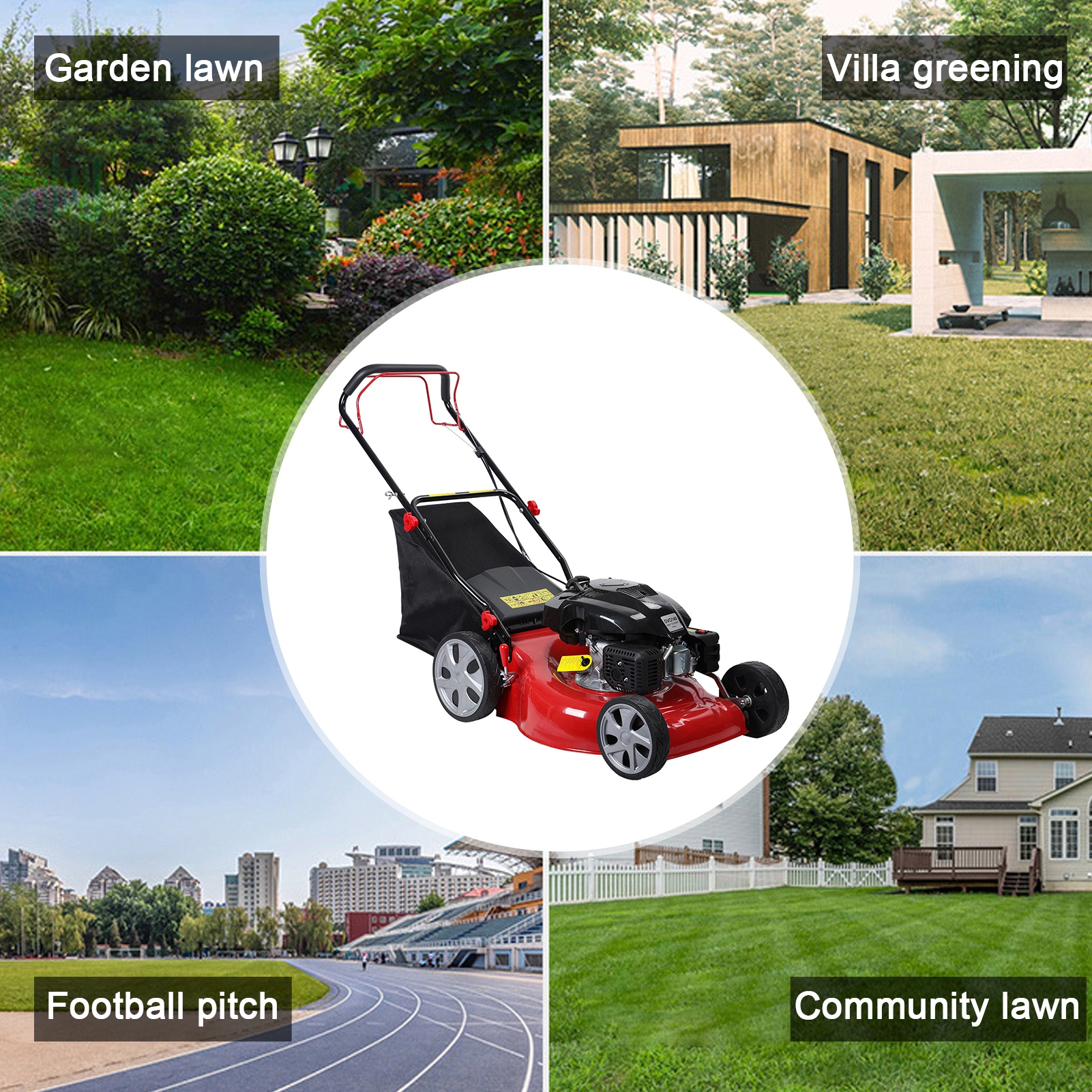 Wharick Lawn Mower 20inch Self Propelled Lawn Mower 141CC 4-stroke Gas Engine Lawn Mower with 50L Grass Tank 2850RPM for Garden,Yard, Bush, Shrubs