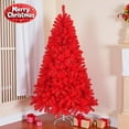 thumbnail image 6 of Red Artificial Christmas Tree, 7FT Unlit Full PVC Holiday Tree with Metal Stand, Flame-Retardant, Easy to Assemble, Perfect for Christmas Party & Home Décor, 6 of 6