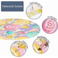 thumbnail image 3 of Lollipop Round Tablecloths Elastic Edged Sweet Dessert Candy Pinkblue Yellow Spiral Ball Tablecloths Washable Reusable Tablecloth for Kitchen Picnic Party 44 inch, 3 of 4