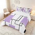 thumbnail image 3 of Manfei Geometric Purple Black Square Queen Comforter Set,Contemporary Simple Art Comforter Sets Queen, Reversible 3pcs, 1 Comforter and 2 Pillowcases, 3 of 6