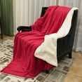 thumbnail image 2 of Howarmer Sherpa Fleece Blanket, Red Thick Fuzzy Warm Soft Blankets and Throws for Sofa, 90"x90", 2 of 7