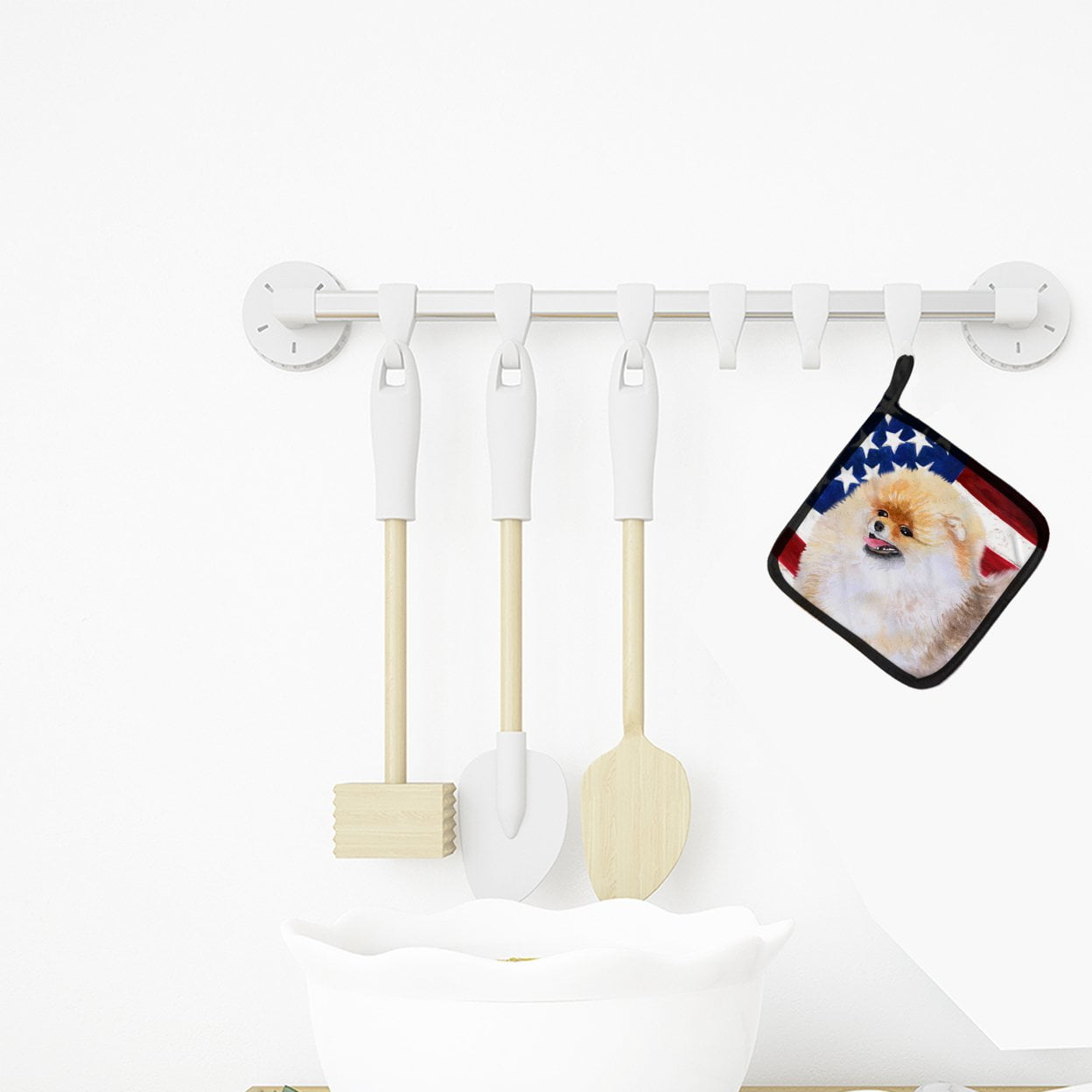 Caroline's Treasures Pomeranian Patriotic Pair of Pot Holders