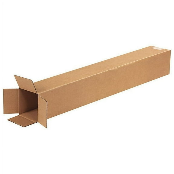 ZoroSelect Tall Corrugated Boxes, 4" x 4" x 28", Kraft, 25/Bundle