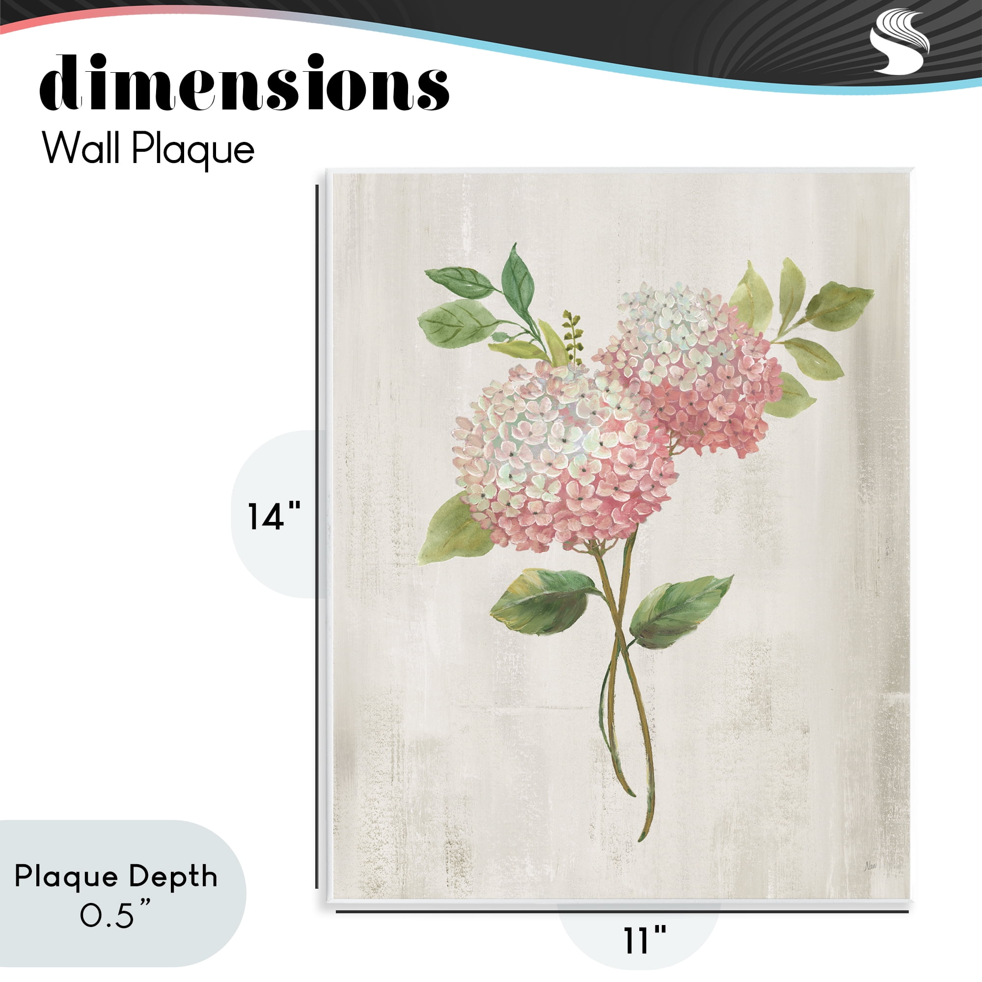 Stupell Industries Pink Hydrangea Paired Stems Wall Plaque Art, design by Nan