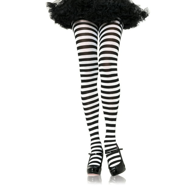 Tights Striped Black White 