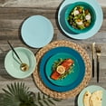 thumbnail image 2 of Tabletops Gallery 12 Piece Green Teal Blue Melamine Dinnerware Set Plates Bowls for Indoor/Outdoor Use, Service for 4, Peacock, 2 of 12