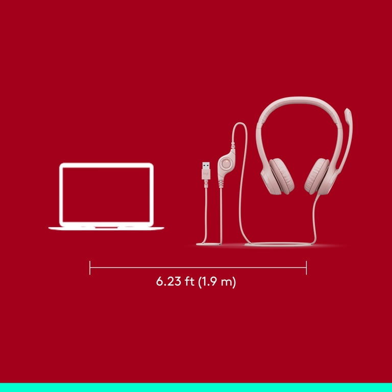 Logitech H390 Wired Headset, Rose photo 8