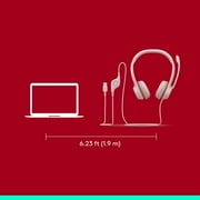 Logitech H390 Wired Headset for PC/Laptop, Stereo Headphones with Noise Cancelling Microphone, USB-A, In-Line Controls, Rose