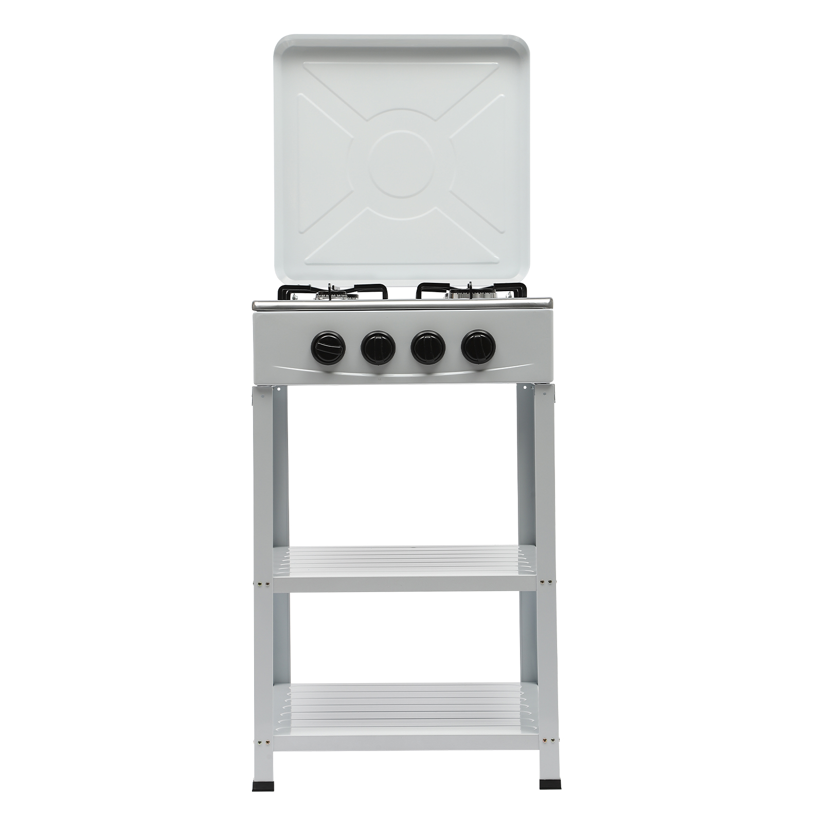 Oukaning 4 Burner Gas Stove with Support Leg Stand and Wind Blocking Cover Camping Stove for RV, Home ,Outdoor Cooking (White) - image 2 of 13