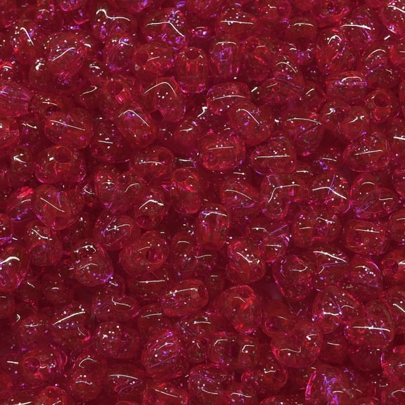 Heart Beads Red Glitter Sparkle Large Pony Beads Pk/50 Made in USA