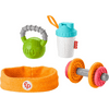 Fisher-Price Gift Set, 4 fitnessthemed toys with wearable costume bib rattle and teether for babies ages 3 months and older, Fisher-Price Baby Biceps