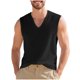 thumbnail image 2 of Camiseta sin mangas con cuello en V para hombre, color liso, informal, con cuello en V, para vacaciones, entrenamiento, camiseta sin mangas, blusa de poliéster para hombre, 2 of 9