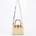 thumbnail image 4 of Straw Woven Shoulder Bag Handmade Rattan Tote Beach Purse Top Handle Crossbody Everyday, 4 of 4