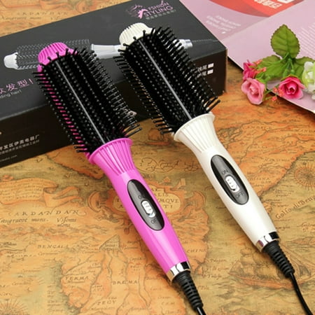Women's Curling Iron Brush, Ceramic Tourmaline Ionic Hot Hair Curler Brush