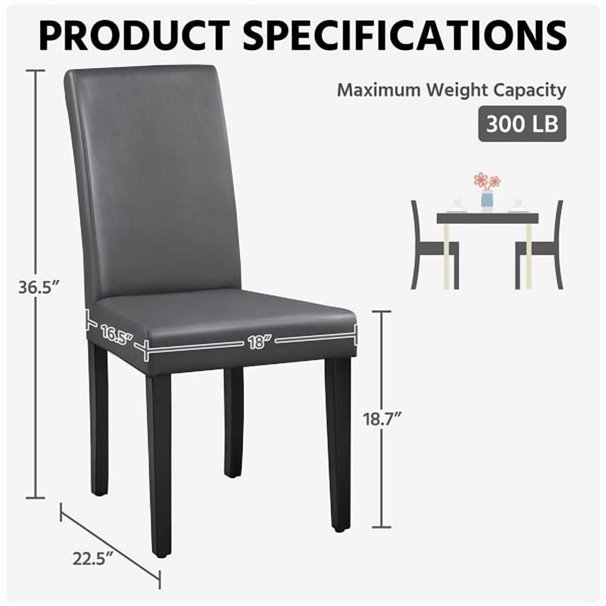 Yaheetech 4pcs Dining Room Chairs High Back Padded Kitchen Chairs, Gray