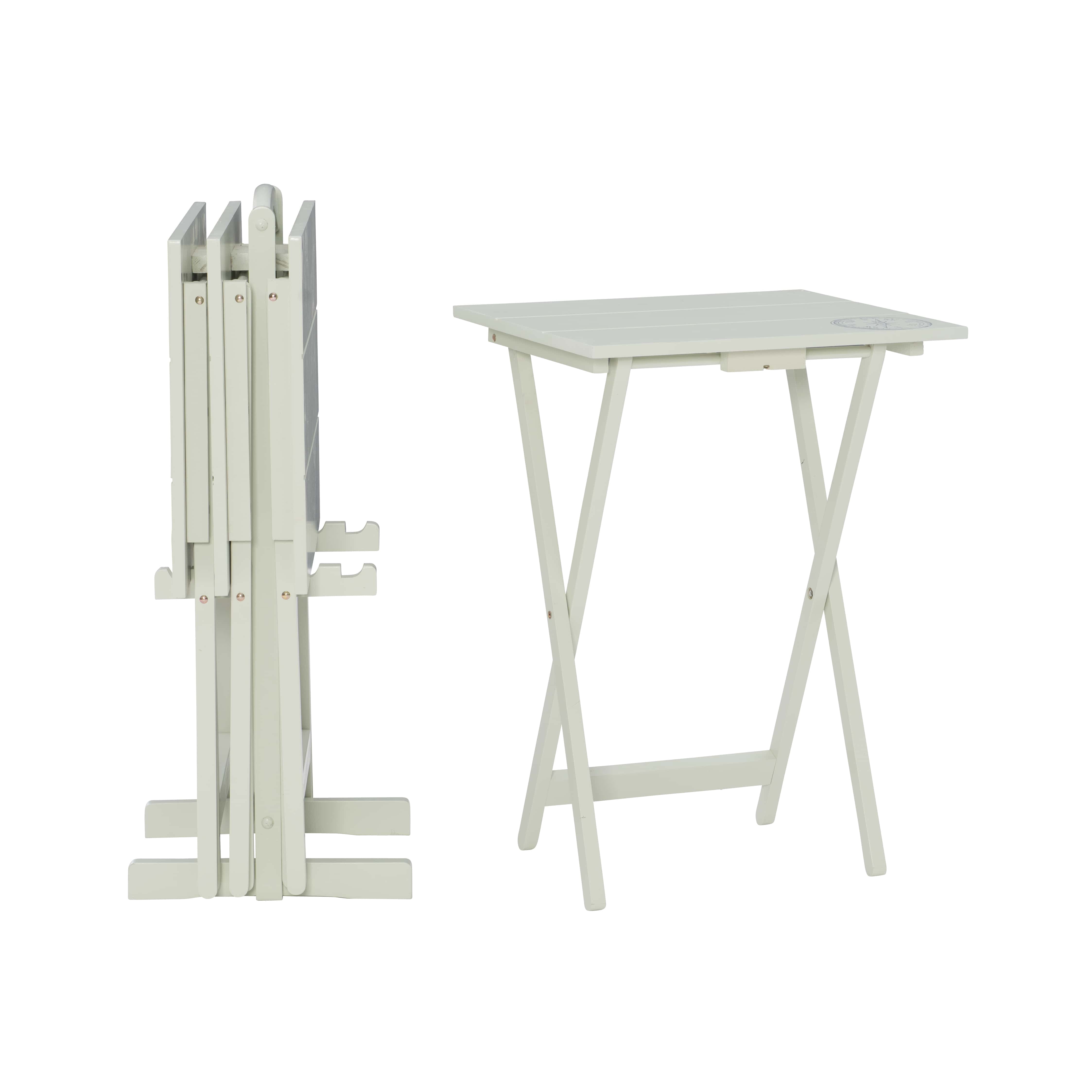 Linon Girard Folding Tray Table Set, 26.38" Tall, White Finish