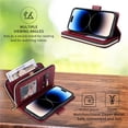 thumbnail image 6 of For Samsung Galaxy A57 5G Wallet Phone Case With 9 Card Holder Zipper Pocket, Magnetic Closure Premium PU Leather Flip Case With Wrist Strap,Wine red,For Galaxy A57 5G, 6 of 10
