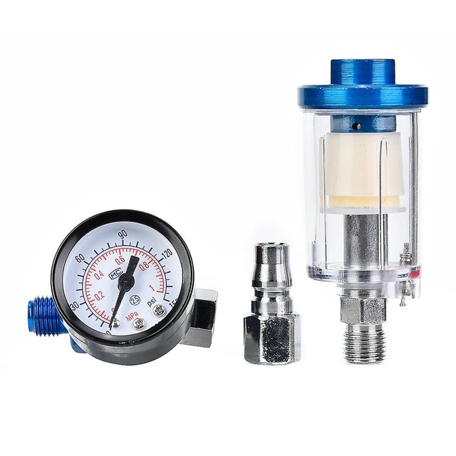 1/4in Air Inlet Pressure Regulator Inline Water Oil Trap Filter Separator for Spray Gun Tool