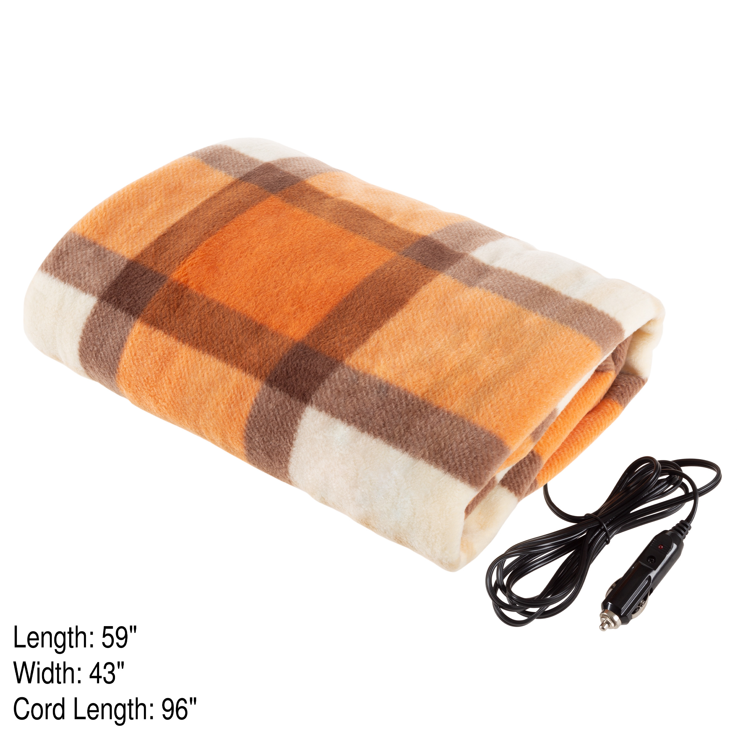 Zone Tech Electric Mini Heated Travel Blanket – Fleece Red Plaid, 45-Minute Timer, 12V Car Pad