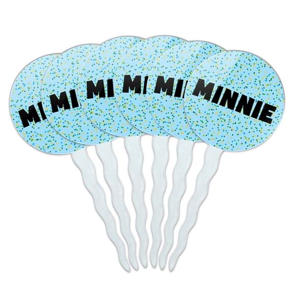 Minnie Cupcake Picks Toppers - Set of 6 - Blue Speckles