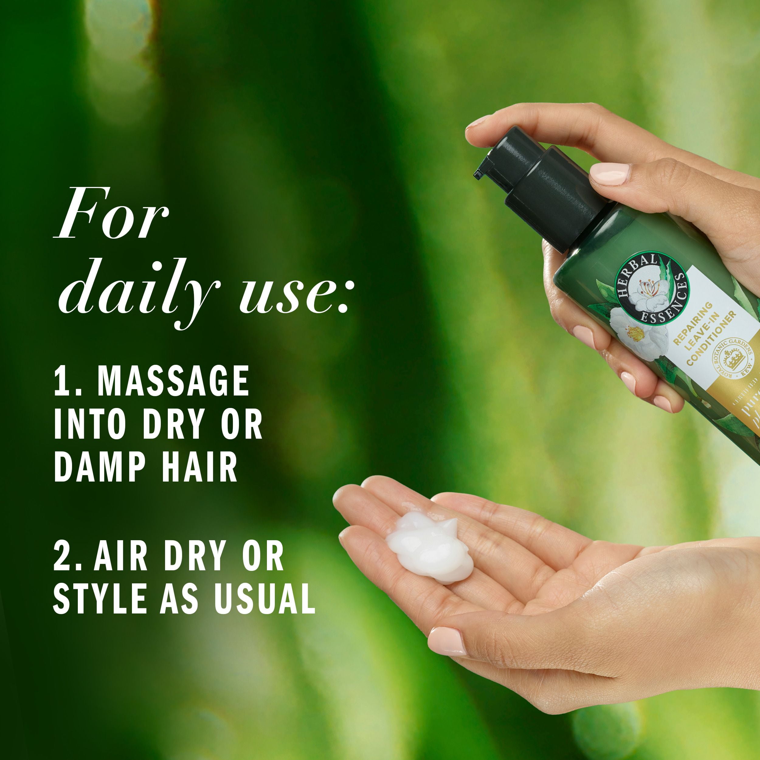 Herbal Essences Repairing Leave-in Conditioner, Certified Pure Plants, with Aloe and Camellia Flower Oil, 225ML