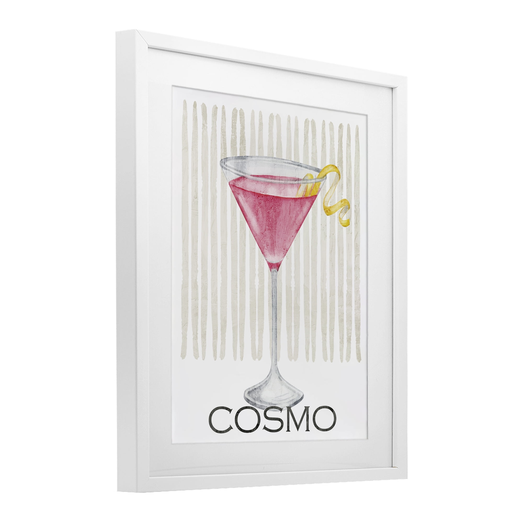 Stupell Industries Pink Cosmo on Stripes White Framed Print Under Glass, design by Kim Allen
