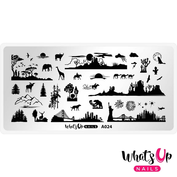 Whats Up Nails A024 Backlit Scenery Metal Stamping Plate for Nail Art Design