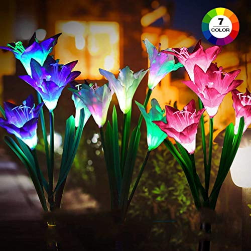 Details about   Solar Power LED 4-Heads Light Garden Outdoor Lawn Lily Flower Landscape Lamp 