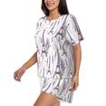 thumbnail image 2 of Qekee Lavender Flowers Women's Pajama Set Short Sleeve Sleepwear Summer Home Wear with Pockets Soft Short Sleeve Shirt - Lavender Flowers, 2 of 9