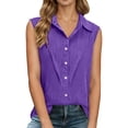 thumbnail image 2 of Sleeveless Tops for Women 2026 Summer Linen Button Down Lapel Collared Business Dressy Casual Office Work Blouse, 2 of 8