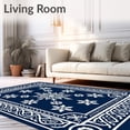 thumbnail image 2 of ODIKA 4'x6' Machine Washable Non-Slip Area Rug, Festive Nordic Motif with Elegant Winter High Traffic Rug with Pad, Blue, 643224, 2 of 8