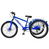 Lilypelle Mountain Tricycle,26" Wheels 7 speed Bikes Unisex Adult Trikes,Blue
