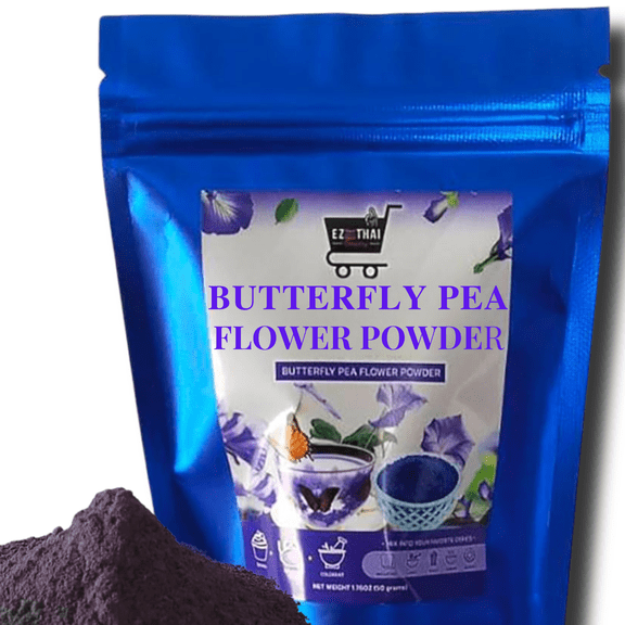 Pure Butterfly Pea Flower Powder 1.76oz (50g) | 100% Natural Blue Herbal Tea | Vibrant Color for Drinks & Food | Natural Food Coloring | Authentic Thai Local Farmer Origin