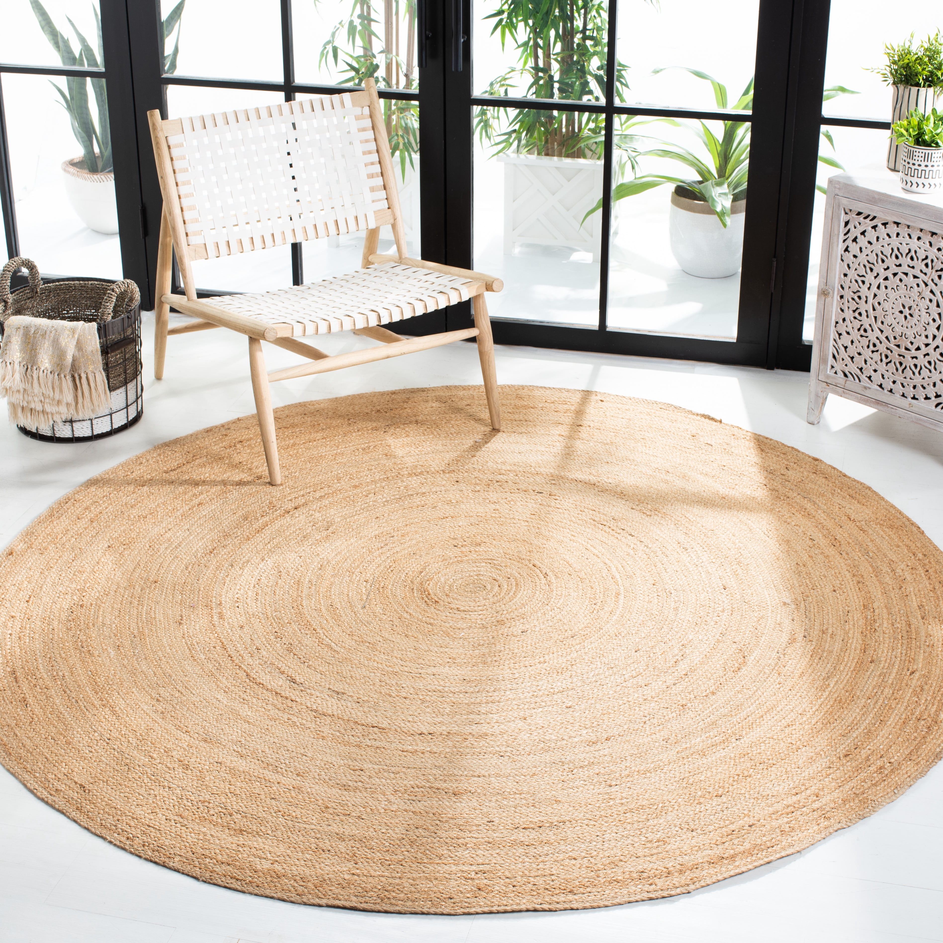 SAFAVIEH Natural Fiber Simonette Solid Area Rug, Natural, 7' x 7' Round