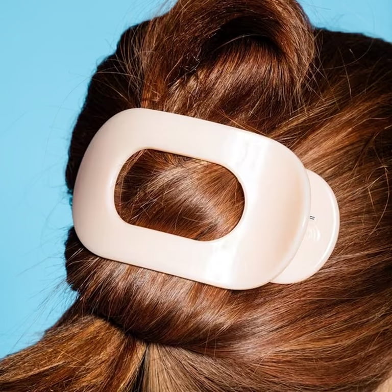 Gimme Beauty Lay Flat Claw Clip for Medium Hair, Curved Comfort Fit - Black and Cream - 2 Count