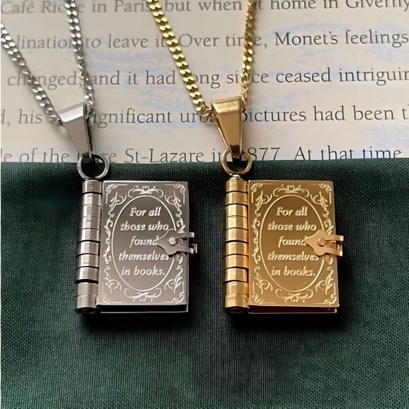DESIGNICE 2026 New Carved Openable Book Necklace,For Book Lovers,Literary Gifts,Unique Jewelry,Vintage-Inspired Style,Personal Keepsakes.